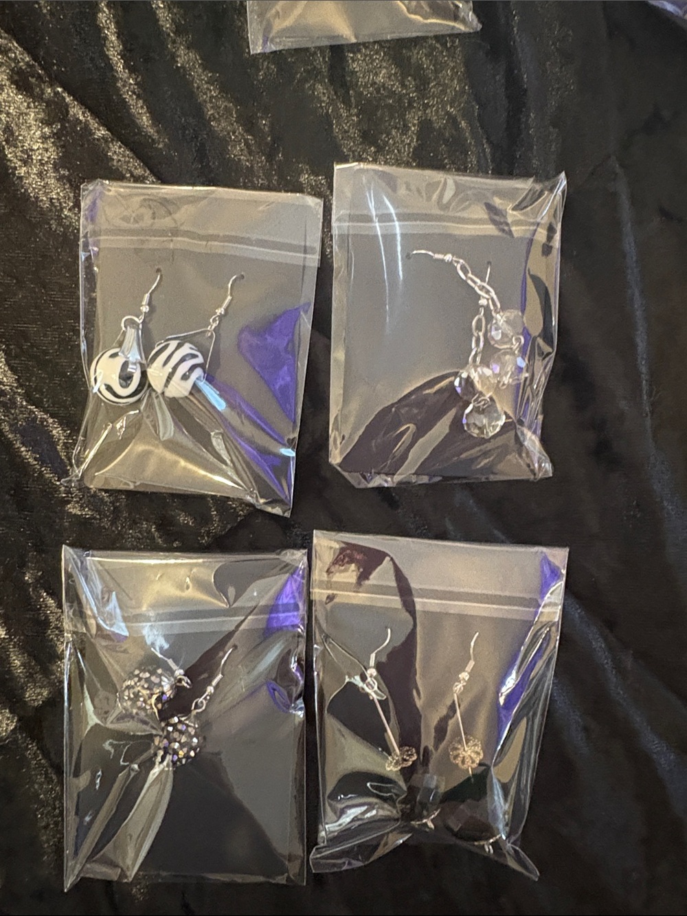 Silver Tone Zebra & Crystal Dangle Earring Set - Fashion Jewelry